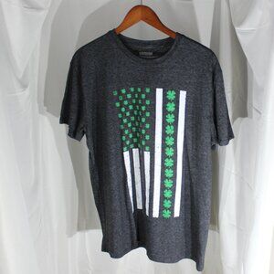 Men's Leisure Lounge St. Patrick's Day Irish American Flag Grey T-Shirt - Size L